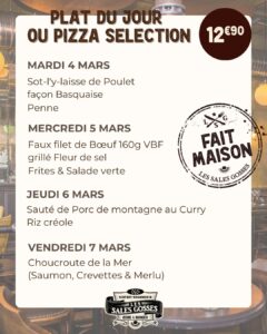 Plat du jour Annemasse - Restaurant Les Sales Gosses - Menu de la semainePlat du jour Annemasse - Restaurant Les Sales Gosses - Menu de la semaine